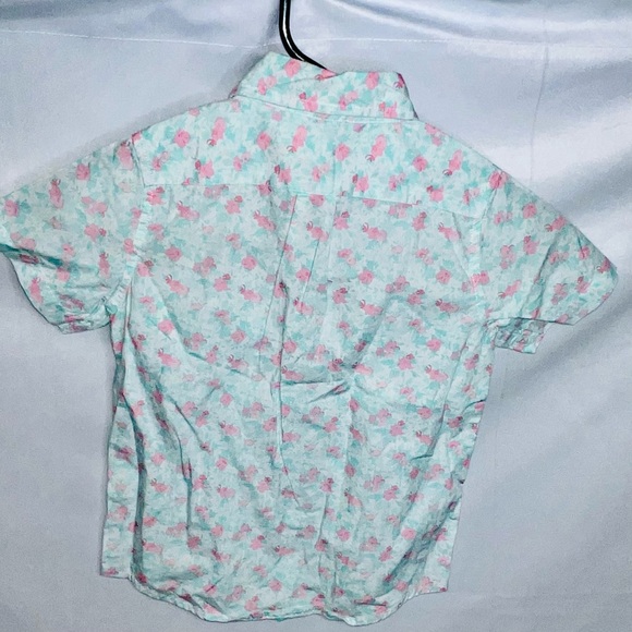 Janie and Jack Tropical Print Button Down Boys Size 4 Short Sleeve Shirt - Picture 4 of 5